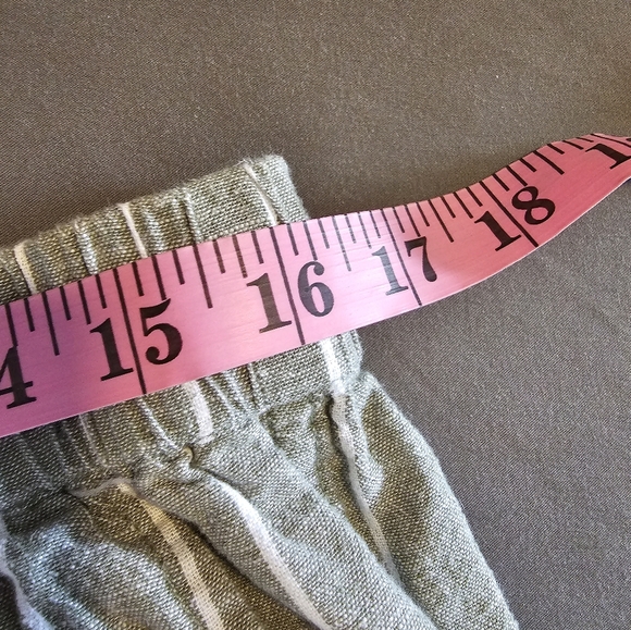 BeachLunchLounge Women's Green Linen Margot Stripes Capri Pants Size L - Picture 16 of 16